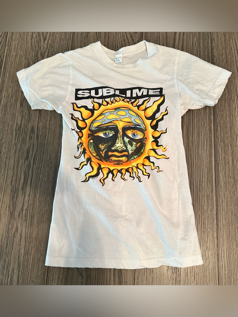 Tultex White Kids Tee Sublime Sun Graphic - Yellow, Black, Blue